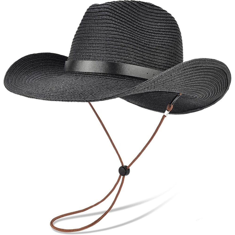 SHAPEABLE Floppy Sun Hat Wide Birm Fedora Panama Hat for Men & Women-Black